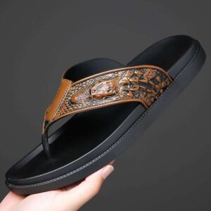 Classic Leather-Look Thong Sandals